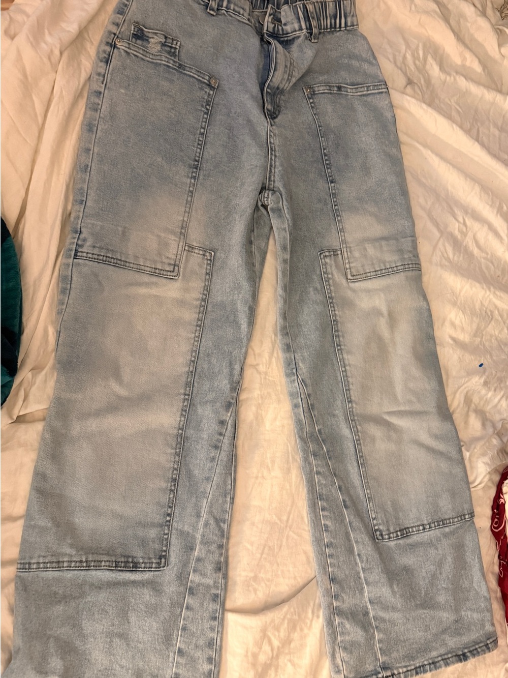 Flamingals Patch Pocket Hard2Find Wide Leg Denim Jeans Medium ONLY $23!!